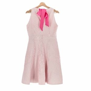 J. Crew Seersucker Stripe Bow-Back Dress Pink